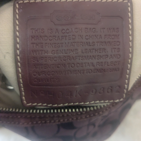 Coach Purple Signature Jacquard Crossbody Hobo Bag Suede Trim Front Zip Pocket - Picture 6 of 11